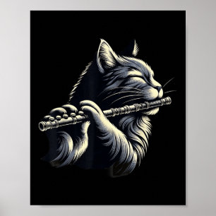 Poster Gato Jogando Flutuário Músico Gata Pover