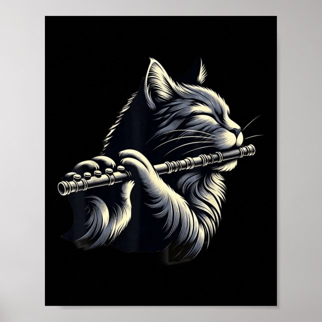 Poster Gato Jogando Flutuário Músico Gata Pover (Frente)
