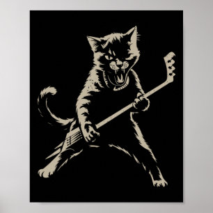 Poster Gato Jogando Hóquei no Gelo Gato Engraçado Jogando