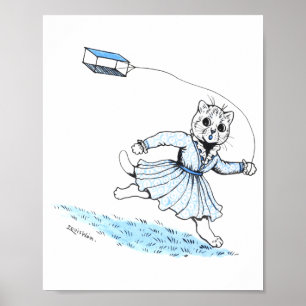 Poster Gato Jogando pipa, Louis Wain