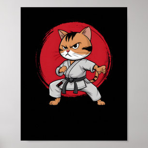 Poster Gato Karate Quic Cartoon Japonês Para Homens Mulhe