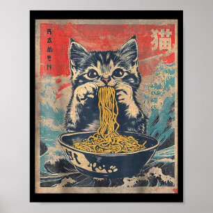 Poster Gato Kawaii Comendo Macarrão Ramen Presente Divert