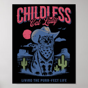 Poster Gato Lady For Kamala Harris Cat Lover Cowboy Kamal