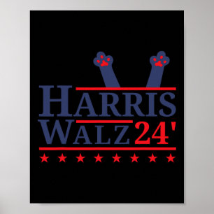 Poster Gato Lady For Kamala Harris Tim Walz Eleição 2024