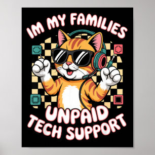 Poster Gato laranja de suporte técnico de PC engraçado nã