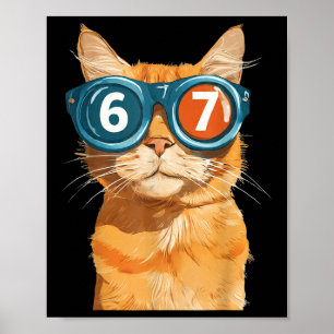 Poster Gato Laranja Engraçado 67 Meme Seis Sete Gatos Com