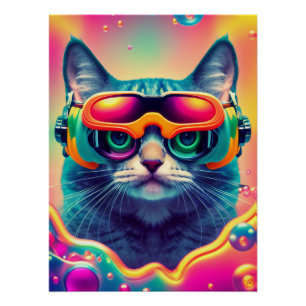 Póster Gato legal Psicodélico Psiconauta Gatinho