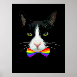 Poster Gato LGBT Gay com Arco Arco-Íris