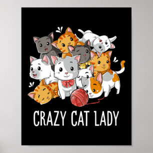 Poster Gato Louco Lady Engraçada Meninas Gatinhas Gatinha
