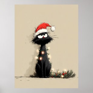 Poster Gato Mal-Humorado de Natal