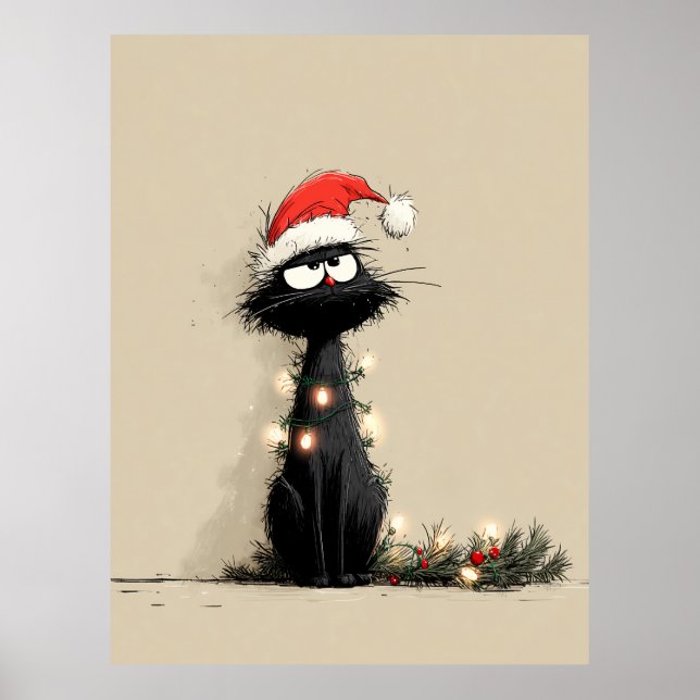 Poster Gato Mal-Humorado de Natal (Frente)