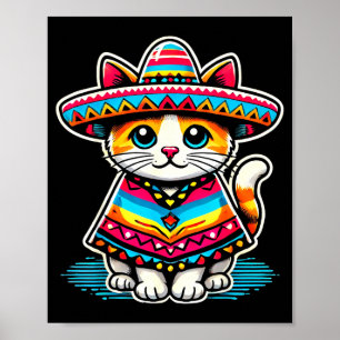 Poster Gato Mexicano Engraçado Cinco De Mayo Gato Chapéu