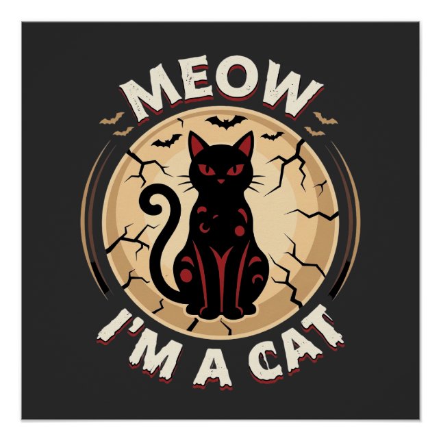 Póster Gato Miau Design Gráfico de Halloween_1 (Frente)