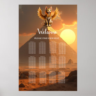 Poster Gato Místico Asalado Esfinge - Arte Fantástica Egí
