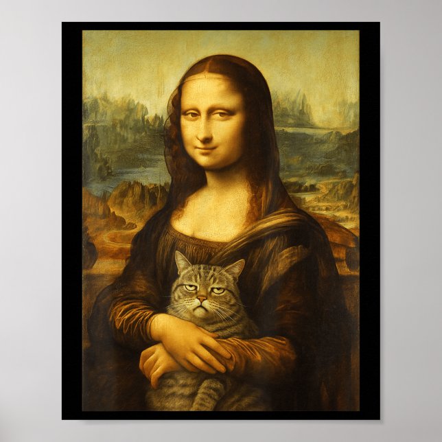 Poster Gato Mona Lisa Para Amantes de Gatos  (Frente)