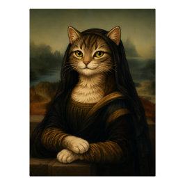 Póster Gato Mona Lisa Paródia Arte Renascentista