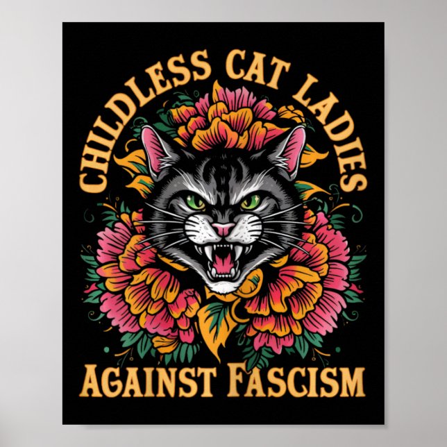 Poster Gato Mulheres Contra o Fascismo Presidente Kamala  (Frente)