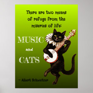 Poster Gato Musical Fofo Dois Meios de Refúgio Schweitzer