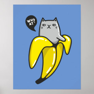 Poster Gato na banana