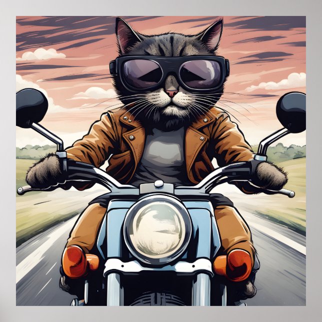 Poster Gato na moto (Frente)