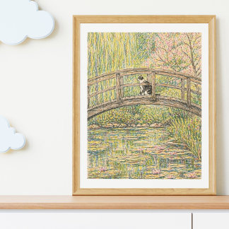 Poster Gato na Ponte Jardim Japonês Arte Impresso