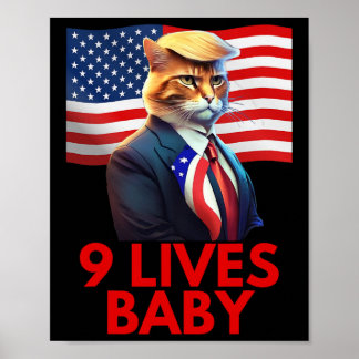 Poster Gato Na Suíte Com Cabelo De Trump Bandeira America