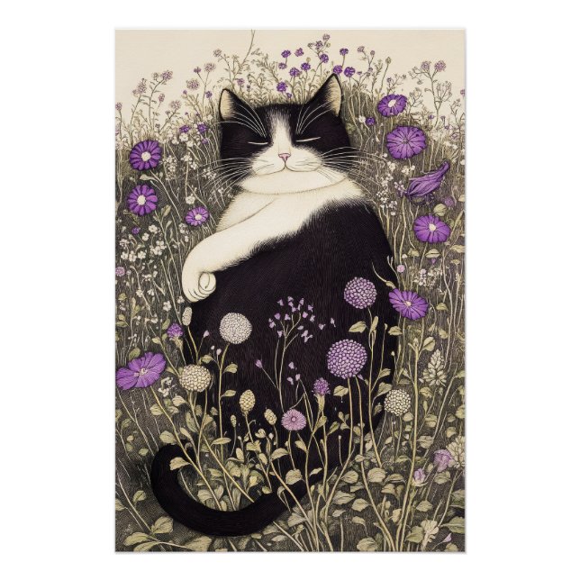 Póster Gato nas Flores (Frente)
