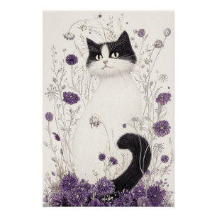 Póster Gato nas Flores