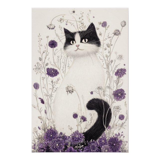 Póster Gato nas Flores (Frente)