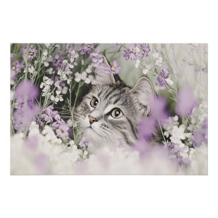 Póster Gato nas Flores