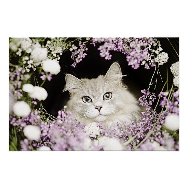 Póster Gato nas Flores (Frente)