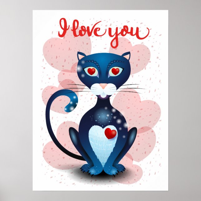 Poster Gato negro apaixonado (Frente)