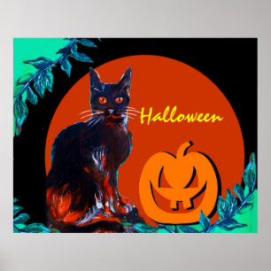 POSTER GATO NEGRO COM BOMBA NO MEIO DA NOITE