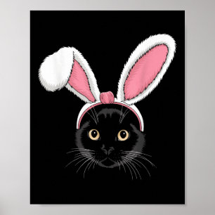 Poster Gato Negro Com Olhos Coelhinhos Garotas Páscoas Bo