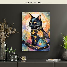 Poster Gato Negro Cósmico Arte Celestial Espírito Magico