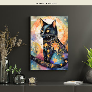 Poster Gato Negro Cósmico Arte Celestial Espírito Magico