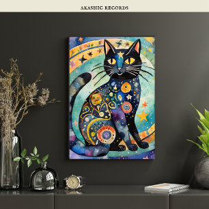 Poster Gato Negro Cósmico Arte Celestial Espírito Magico