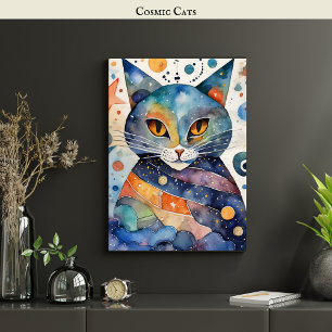 Poster Gato Negro Cósmico Arte Celestial Espírito Magico