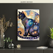 Gato Negro Cósmico Arte Celestial Espírito Magico