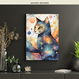 Poster Gato Negro Cósmico Arte Celestial Espírito Magico