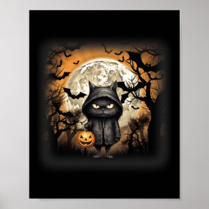Poster Gato Negro de Halloween Gato Assustado Gato Irrita