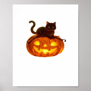 Poster Gato Negro e Abóbora - Mágica do Halloween