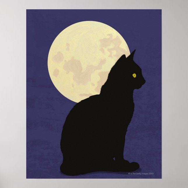 Póster Gato Negro e Lua (Frente)
