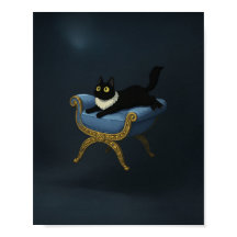 Gato Negro Elegante no Salão Azul de Caieira - Ghi