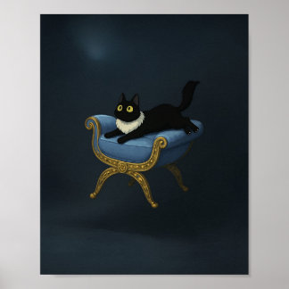 Poster Gato Negro Elegante no Salão Azul de Caieira - Ghi