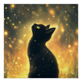 Póster Gato Negro Encantado com Trabalho de arte de Firef