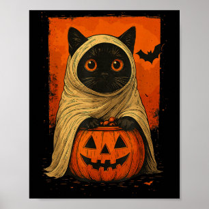 Poster Gato Negro Engraçado Abóbora Pumpkin Louco Cos Fan