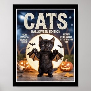Poster Gato Negro Engraçado E Bonito Na Feira De Bat