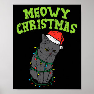 Poster Gato Negro Engraçado Feliz Natal Gato Homens Engra