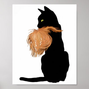 Poster Gato Negro Engraçado Lady Kamala Com Cabelo De Tru